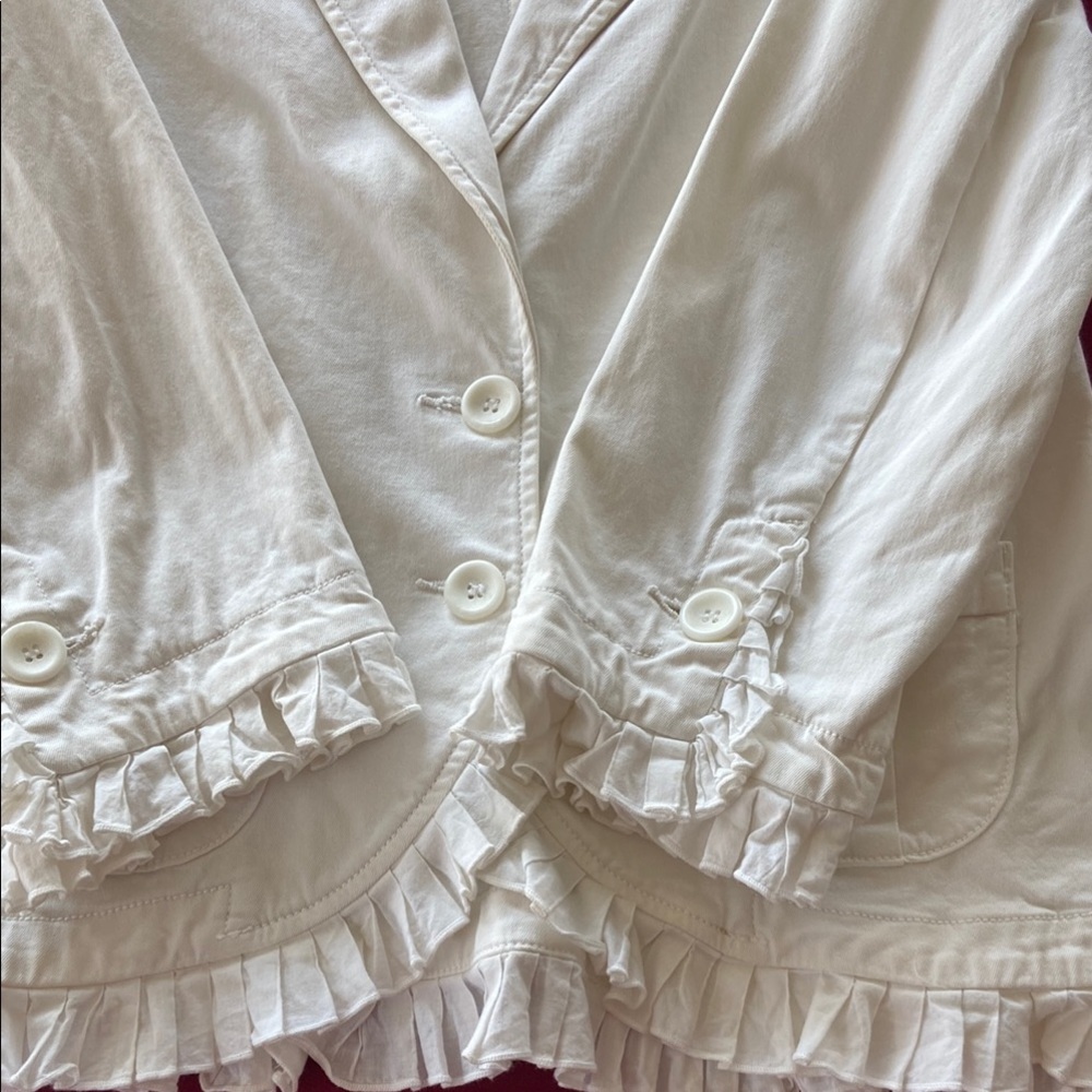 White Ruffled Women's Jacket - Picture 3 of 5